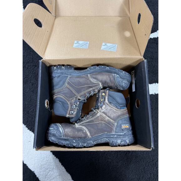 Ariat Boots Mens 9.5 Brown Steel Toe Waterproof Work Leather ASTM F2413-18 main image 4